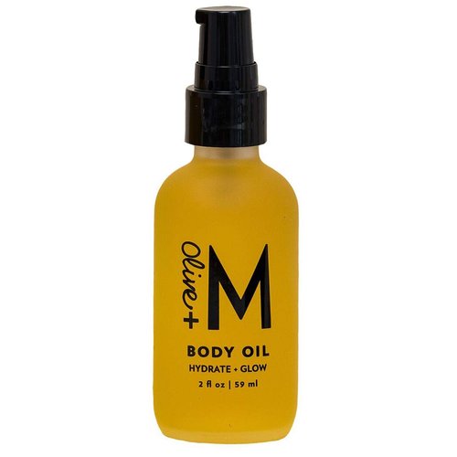 Olive + M All Natural Hydrating Glow Body Oil, 100% Organic Olive Oil to Renew and Repair Skin, Skincare Solution for Achieving Glowing Skin, Scar Repair, and Powerful Anti-Aging (2 fl. oz. / 59 ml)