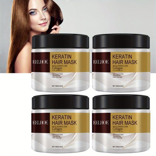 DWENGWUN Collagen Hair Masks for Damaged Hair, Deep Repair Conditioning Argan Oil Treatment, Deep Repair Conditioning Coconut Oil Hair Masks, for Most Hair Types (100g*4(Pack of 4))