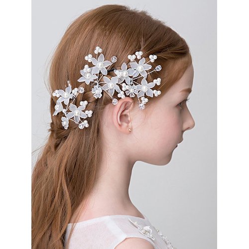 Denifery 3Pcs Pearl Flower Hair Pins Pearl Bridal Hair Pins Silver Wedding Hair Piece Wedding Hai...