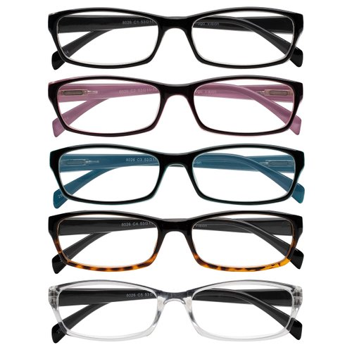 Yogo Vision Reading Glasses 5 Pairs Fashion Ladies Quality Designed Spring Hinge Readers for Women +1