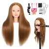 ZOMOI Mannequin Head with 80% Real Human Hair 26''-28"Cosmetology Mannequin Doll Head to Practice Hair Styles Hairdresser Practice Braiding Head(27# Light Brown)