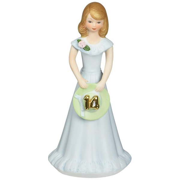 Enesco Growing Up Girls “Brunette Age 14” Porcelain Figurine, 6.5”, White