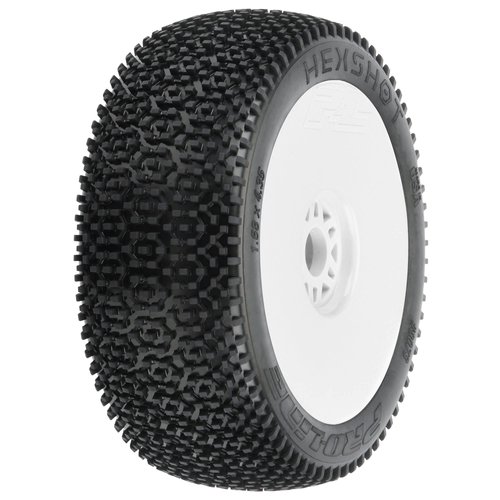 Pro-line Racing 1/8 Hex Shot S3 Fr/Rr Bggy Tires Mntd 17mm Wht 2 PRO9073233 RC Tire