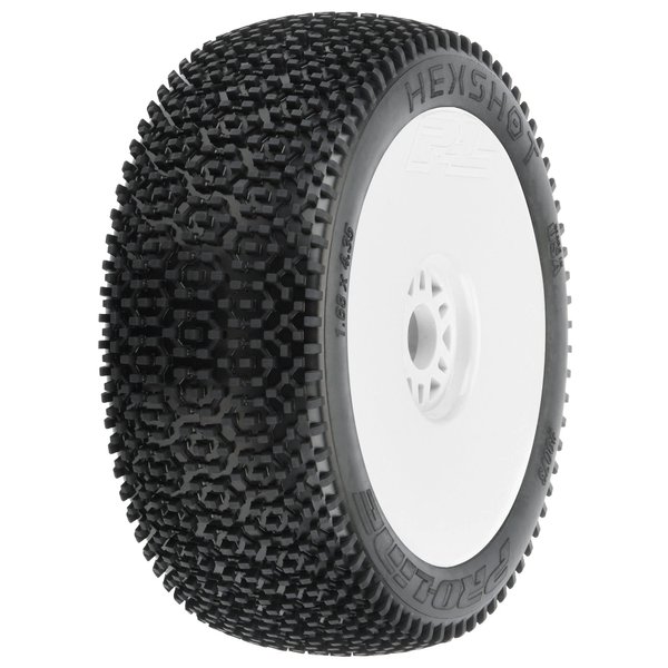 Pro-line Racing 1/8 Hex Shot S3 Fr/Rr Bggy Tires Mntd 17mm Wht 2 PRO9073233 RC Tire