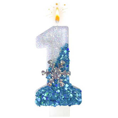 laackys White and Blue ice Birthday Candles 0-9, Snowflake Glitter Number Candle Cake Decorations for Children Adult Birthday Wedding Anniversary Party Supplies (1)