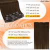 Full Shine Hair Extensions Clip in Real Human Hair 7 Pcs Clip on Hair Extensions #4 Medium Brown Clip in Human Hair Invisible Hair Extensions Full Head 18 Inch