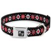 Buckle-Down Seatbelt Buckle Dog Collar - BD Argyle Black/Red/Gray - 1.5" Wide - Fits 13-18" Neck - Small