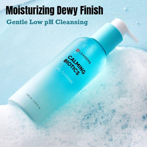 LEADERS Cosmetics Calming Biotics Gel Cleanser - 200ml, 6.76 fl oz Gentle, Hydrating Face Wash for Sensitive Skin, Sulfate-Free, Balances Skin Microbiome