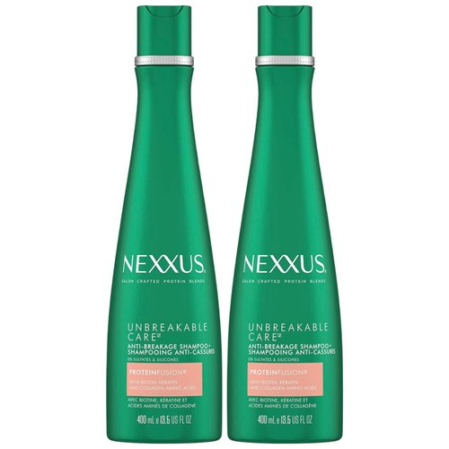 Nexxus Unbreakable Care Anti-Breakage Shampoo With Keratin, Collagen, Biotin For Fine And Thin Hair Sulfate Free Shampoo 13.5 oz (Pack of 2)