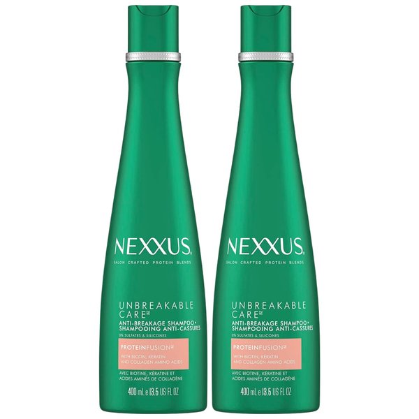 Nexxus Unbreakable Care Anti-Breakage Shampoo With Keratin, Collagen, Biotin For Fine And Thin Hair Sulfate Free Shampoo 13.5 oz (Pack of 2)