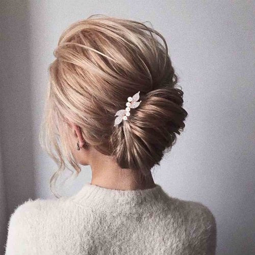 Yheakne Bridal Pearl Rhinestone Hair Clip Comb Shining Headwear Crystal Hair Clamp Barrette Wedding Headpieces Hair Accessories for Women and Girls (Gold Champagne)