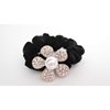 Flower shaped hair tie pony tail holder scrunchie with crystals and pearl