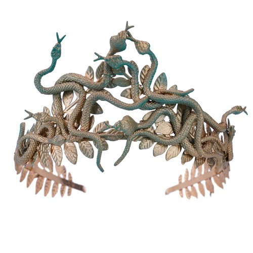CoTeeZa Greek Medusa Snake Crown - Cosplay Headband Medusa Costume Headband Halloween Greek Goddess Headdress with Laurel Leaves Masquerade Party Golden Green