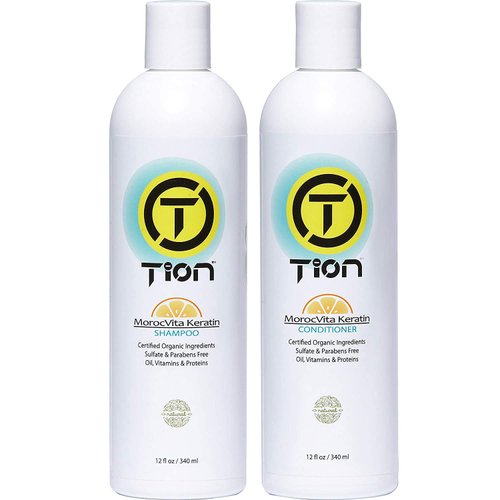 Tion Keratin Shampoo & Conditioner 340ml | Sulfate Free Organic, Hair Strengthen, Grow & Restore | TionHair