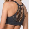 YELETE Lady's Macrame Cut Out Sports Bra Color Ccharcoal Size M