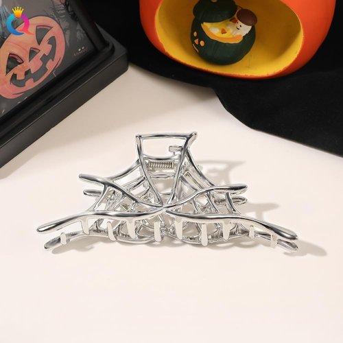 Halloween Hair Claw Clips Hair Claw for Women 1Pcs Web Hair Claw Clips for Thick Hair Silver Hair Clips Hair Clips Metal Hair Clips Silver Web Designs Halloween Clips Cute Hair Clips Accessories