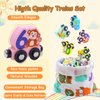 Humerry Train Set for Toddlers 2-4, Wooden Animal Magnetic Train Toy, 11 PCS Number Trains Learning Activities for Kids, Birthday Gifts for Boys, Girls