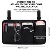 Upgrade Wheelchair Side Bag with Cup Holder, Armrest Accessories for Wheelchair, Rollator, Walker, The Perfectly Organized to Free Your Hands and Bring You A Wonderful Life Experience (Black)