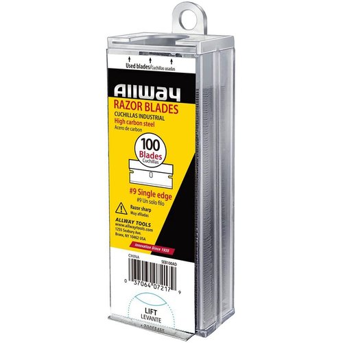 ALLWAY SEB100AD #9 Single-Edge Razor Blades with Auto Dispenser, 100 Pack