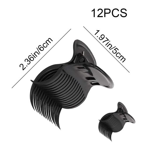 12 Pack Hot Roller Clips Lightweight Plastic Hair Curler Claw Clips Heat Resistance Hot Roller Clip Replacements for Hair Salon Daily Use (Black)