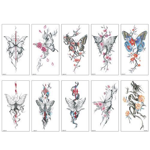 Butterfly Temporary Tattoo for Girls and Women Body Art Decoration Shoulder Neck Arm Fake Tattoo Stickers Butterfly Tattoo Decals 10sheets