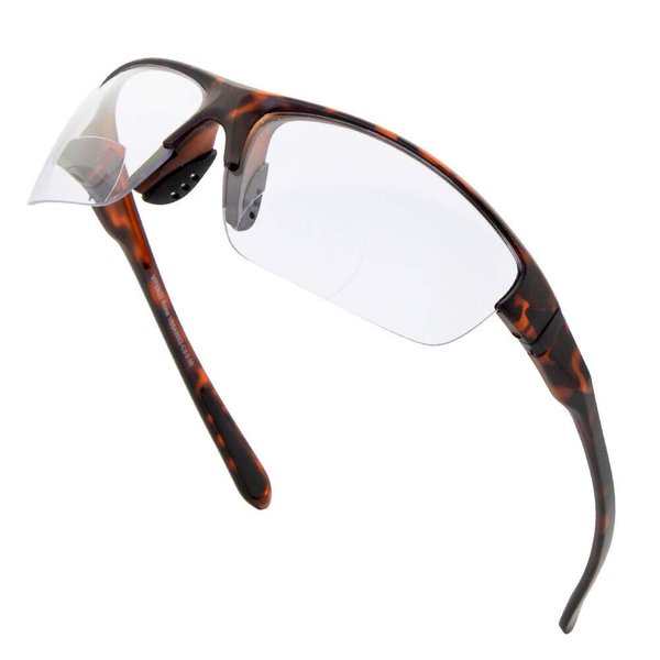 VITENZI Bifocal Safety Glasses with Readers Wrap Around Sport Magnifying Safety Reading Protective Goggles Rome in Tortoise 2.00