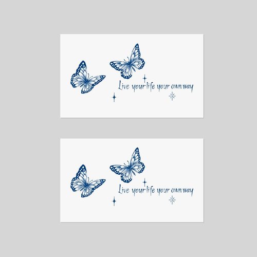Oottati 2 Sheets Tiny Fake Semi Permanent Waterproof Temporary Tattoos Stickers 100% Plant-Based Ink Realistic English Inspirational Quotes Words Butterfly Live your Life your own way