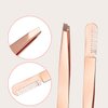 2 Pieces Multifunctional Eyebrow Tweezers with Eyebrow Comb False Eyelashes Applicator Tool Makeup Grooming Tool for Eyebrows or Facial Hair（Rose Gold）