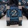 ORIFANTOU 7PCS Metal DND Dice Set Black Blue D&D Dice with Box, Debris RPG D and D Dice Dungeons and Dragons Role Playing Game Polyhedral Dice Set D20 D12 D10 D8 D6 D4