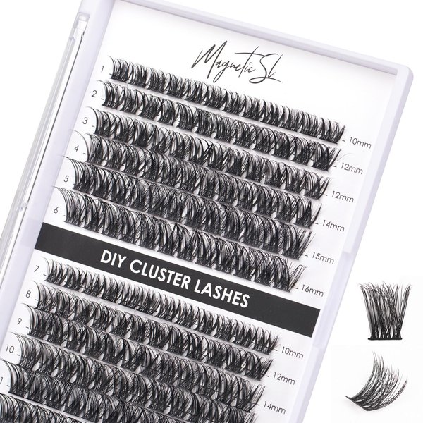 Lash Clusters 144 Pcs Individual Lashes Clusters Eyelash Extensions False Eyelashes DIY Wispy Fluffy Lash Extension Reusable False Eyelashes Natural Look Mix 10-16mm C D Curl-DM01