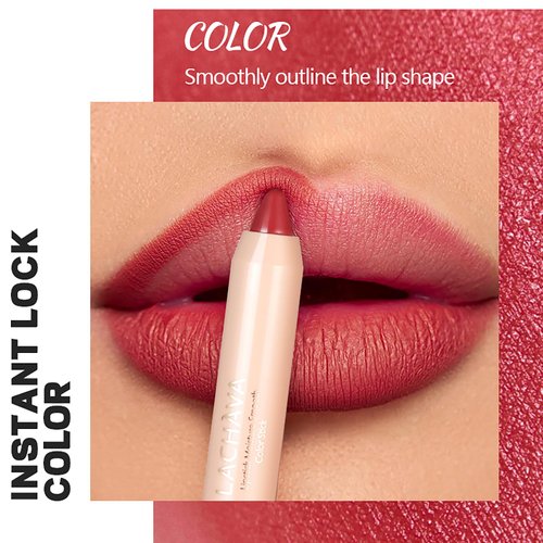 Easilydays Matte Lip Crayon Lipstik Pencil Velvety Creamy Matte Lip Liner, Ultra Matte Lip Color with Smooth Finish, Full Coverage High Pigment Waterproof Long Lasting Lipstick for Women (#03)