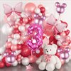 Kaemi 10Pcs Mini Mouse Balloons Pink Huge Bow Birthday Number Balloons Set Aluminum Foil Balloons for Baby Shower 3rd Birthday Party Decorations