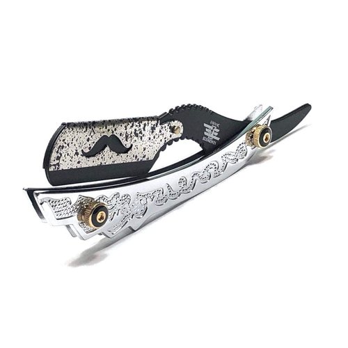 Stainless Steel Black and Silver Straight Edge Razor with Tension Screw Limited Edition Design Handle Razor Blade – All purpose Barber Shaving Razor