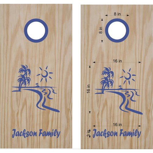 Sunset Sun Beach Ocean Cornhole Board Decals Stickers - Bean Bag Toss - Vinyl Stickers - Comes With Rings - Bean Baggo Decals