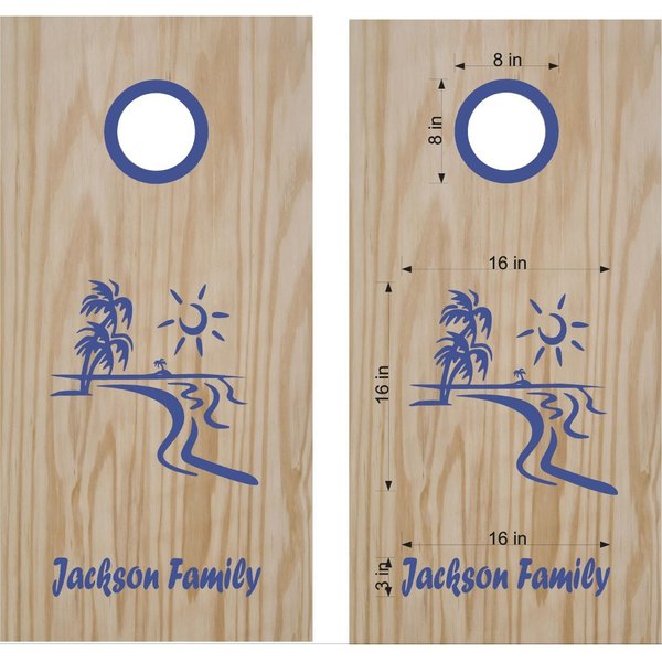 Sunset Sun Beach Ocean Cornhole Board Decals Stickers - Bean Bag Toss - Vinyl Stickers - Comes With Rings - Bean Baggo Decals
