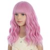 PATTNIUM Light Pink Wig Kids Short Wavy Wig Pink Wig with Bangs Girls Pink Wig Synthetic Wig Cosplay Costume Wig (Light Pink)