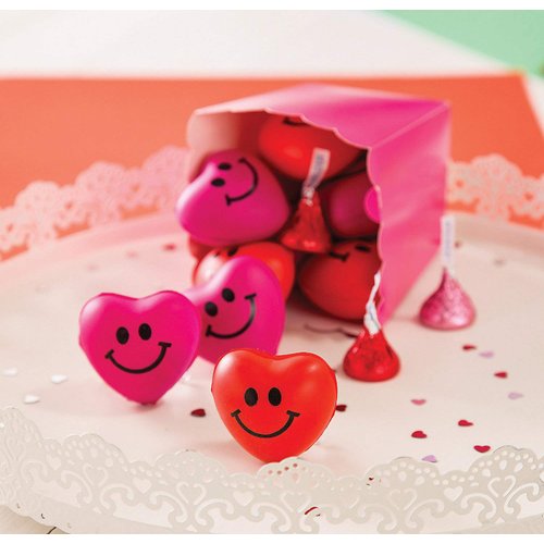 4E's Novelty Heart Stress Balls Bulk 48 Pack - Valentines Squishies - for Class Valentines Party Favors for Kids, Valentines Day Gifts for Kids Classroom, Small Size 1.5" (48)