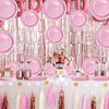 96Pcs Pink Pastel Party Supplies Holographic Rainbow Pink and White Plates and Napkins Sets Iridescent Birthday Decorations for Girls Women Pink Sprinkle Wedding Anniversary Party Favors Serves 24