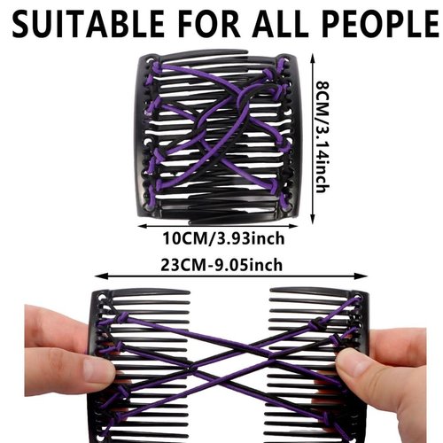 Stretchy Magic Hair Comb Clips for Women Chanaco 6Pcs Accessories Elastic Double Hair Comb for Thick Hair Non Slip Decorative Bandette Hair Decorations Adjustive Fashion Vintage Hairstyle for Girls