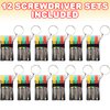 ArtCreativity Mini Screwdriver Set with Keychain (12 Pack) - Useful Adult Party Favors, Each Set Includes 3 Screw Drivers in a Handy Portable Pouch - Pocket Screwdriver & Mini Toolkit Keychain