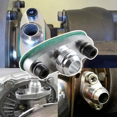 Fundyliue 10AN T3 T4 Turbo Oil Drain Outlet Flange Gasket Adapter Kit