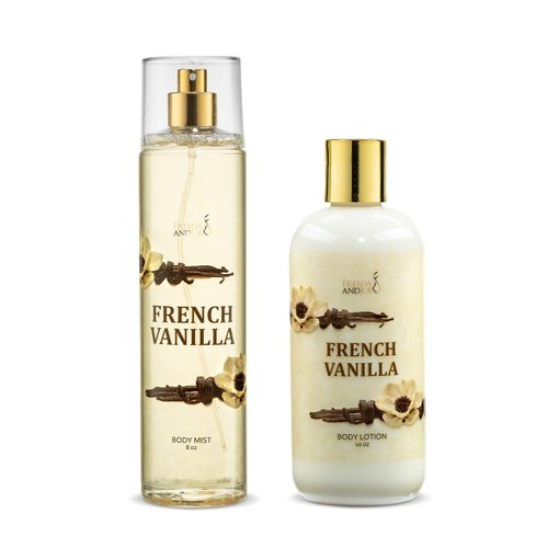 Home Spa Gift 10oz Deep Moisturizing Fragrance Body Lotion & 8 oz. Fine Fragrance Body Mist Set Luxury Self-Care Combo for Women and Girls (French Vanilla)