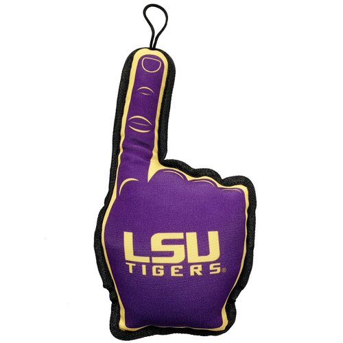 Pets First NCAA LSU Tigers #1 Fan Toy. Best Sports Dog Toy with Double Stitched Trim and Tough Nylon Material Filled with Chewable Polyfil and Inner Squeaker