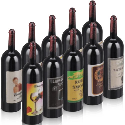 TIESOME Dollhouse Wine Bottles, 10Pcs 1:6 Scale Mini Red Wine Bottles Miniature Drink Bottles Wine Model Decoration Kitchen Accessories for Dollhouse Decors