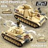 Army Tank Panzer IV Tank, 2 in 1 Model Toy Set, WW2 Scale Model Kit, with 3 Military Minifigures, Tank, Motorcycle, Gifts for Boys Aged 6-12 and Adults, Compatible with Lego Military Set, 543 PCS