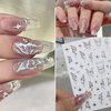 NOOEPC 7 Sheets Metallic Mirror Silver Nail Stickers Nail Art for Women 3D Star Nail Art Stickers Nail Decals for Self-Adhesive Nail CharmsY2k Butterfly Nail Stickers for Nail Art