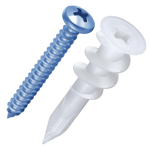 Wensilon 200pcs #8 Self Drilling Drywall Plastic Anchors with Screws Wall Anchors,New White Material，100PCS Wall Anchor and 100PCS Screws for Drywall, 75LB Hanging and Mounting