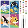 Nariolar 4 Pack Paint by Numbers Kit for Kids Ages 4-6 with 4.7X3.1inch Pre-Printed Cardboard,Acrylic Paint Pots and 3 Painting Brushes，Creative Gifts for Kids（Wolf and Leopard