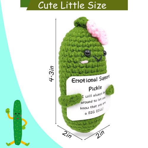 SIMXEHAY Emotional Encouraging Support Pickle,Funny Encouraging Pickle with Emotional Encouraging Card,Cute Knitted Crochet Dolls Soft Plush for Friend Gifts (Pickle)