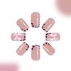 Jremg Leopard Print French Tip Press on Nails Short Square Fake Nails Pink Cheetah French Tip Glue on Nails Glossy 3D Pink Bow Charms Full Cover False Nails for Women Girls Manicure Nail Decor 24Pcs